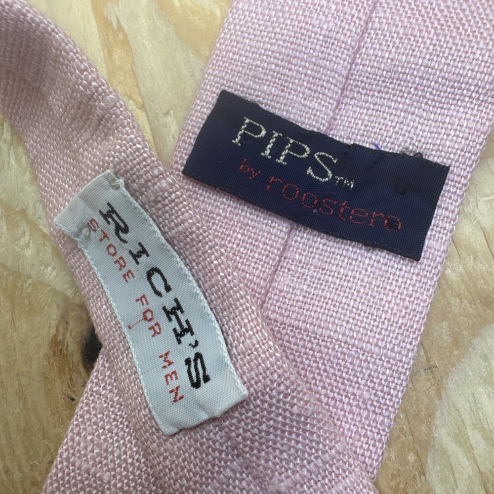 Pips by Rooster Pink Irish Linen‎ Square End Tie Made in England